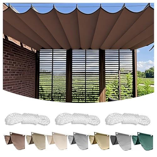 Retractable Wave Awning, Pergola Replacement Shade Cover with Mounting Kit Sun Protection, Waterproof Outdoor Pergola, UV-Resistant Awning, Applicable to Patio, Garden (Coffee,1x5M (W x L)) von CZQGLYM