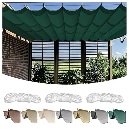Retractable Wave Awning, Pergola Replacement Shade Cover with Mounting Kit Sun Protection, Waterproof Outdoor Pergola, UV-Resistant Awning, Applicable to Patio, Garden (Green,1x2M (W x L)) von CZQGLYM