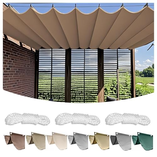 Retractable Wave Awning, Pergola Replacement Shade Cover with Mounting Kit Sun Protection, Waterproof Outdoor Pergola, UV-Resistant Awning, Applicable to Patio, Garden (Khaki,1x2M (W x L)) von CZQGLYM