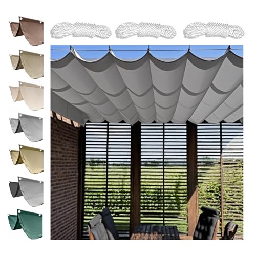 Retractable Wave Awning, Pergola Replacement Shade Cover with Mounting Kit Sun Protection, Waterproof Outdoor Pergola, UV-Resistant Awning, Applicable to Patio, Garden (Light Grey,1x5M (W x L)) von CZQGLYM