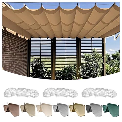Retractable Wave Awning, Pergola Replacement Shade Cover with Mounting Kit Sun Protection, Waterproof Outdoor Pergola, UV-Resistant Awning, Applicable to Patio, Garden (Yellow,2x5M (W x L)) von CZQGLYM