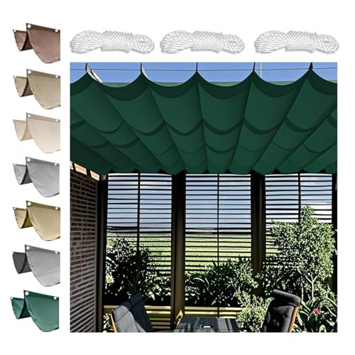 Retractable Wave Awning,Waterproof Sun Protection for Garden,Patio Shade Cover,Sun Protection,UV Protection,Weatherproof, No Drilling,Adjustable (Green,1.2x10M (WxL)) von CZQGLYM
