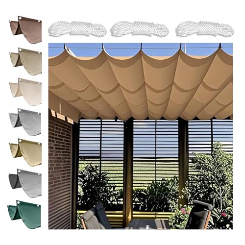 Retractable Wave Awning,Waterproof Sun Protection for Garden,Patio Shade Cover,Sun Protection,UV Protection,Weatherproof, No Drilling,Adjustable (Yellow,1.2x2M (WxL)) von CZQGLYM