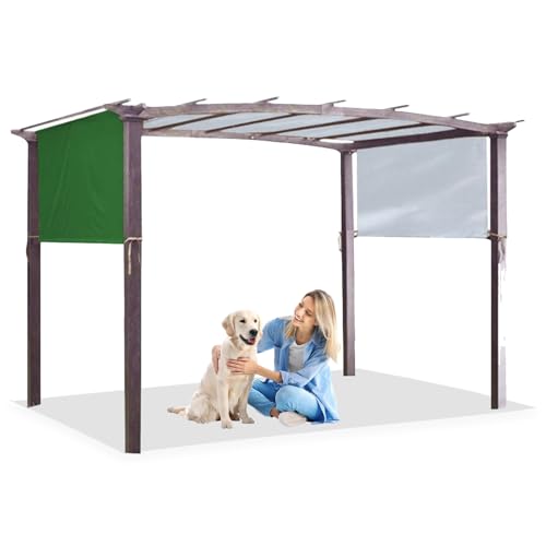 Universal Markise Ersatz 3x2.4m - wasserdichte Sonnensegel für Gebogene Garten Pavillon & Pergola | Mit 4 Befestigungsgurten, Wetterfest (Green,5.2× 2m / 17× 6.5ft) von CZQGLYM