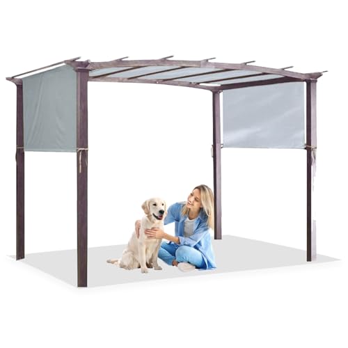 Universal Markise Ersatz 3x2.4m - wasserdichte Sonnensegel für Gebogene Garten Pavillon & Pergola | Mit 4 Befestigungsgurten, Wetterfest (Grey,4.8× 2.4m/15.7× 7.9ft) von CZQGLYM