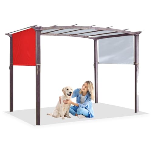 Universal Markise Ersatz 3x2.4m - wasserdichte Sonnensegel für Gebogene Garten Pavillon & Pergola | Mit 4 Befestigungsgurten, Wetterfest (Red,4.8× 2.4m/15.7× 7.9ft) von CZQGLYM