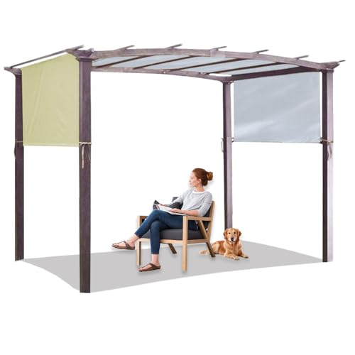 Universal Waterproof Canopy,Retractable Pergola Cover,with 4 Fixing Straps, UV Protection 50+ Weatherproof Protection,Garden Gazebo with Adjustable Roof (Beige,3× 2.4m/9.8× 7.9ft) von CZQGLYM