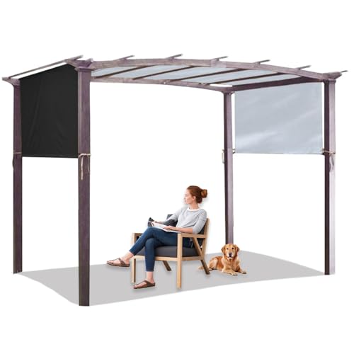 Universal Waterproof Canopy,Retractable Pergola Cover,with 4 Fixing Straps, UV Protection 50+ Weatherproof Protection,Garden Gazebo with Adjustable Roof (Black,5.4× 2.5m/17.7× 8.2ft) von CZQGLYM