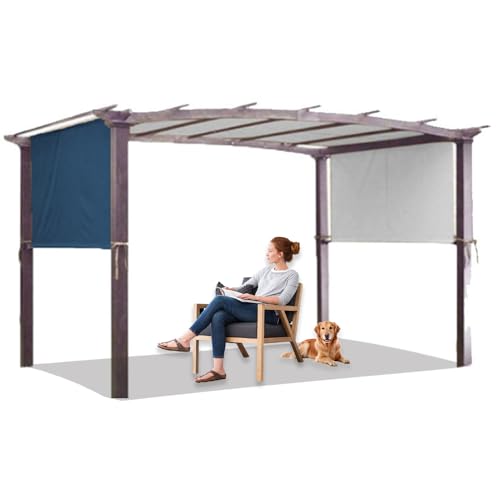 Universal Waterproof Canopy,Retractable Pergola Cover,with 4 Fixing Straps, UV Protection 50+ Weatherproof Protection,Garden Gazebo with Adjustable Roof (Blue,5.4× 2.5m/17.7× 8.2ft) von CZQGLYM