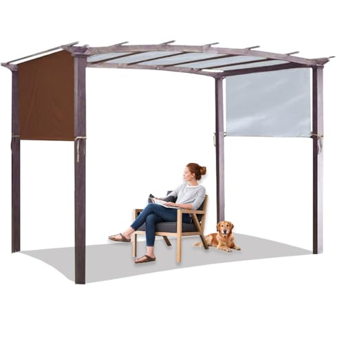 Universal Waterproof Canopy,Retractable Pergola Cover,with 4 Fixing Straps, UV Protection 50+ Weatherproof Protection,Garden Gazebo with Adjustable Roof (Coffee,5.4× 2.5m/17.7× 8.2ft) von CZQGLYM
