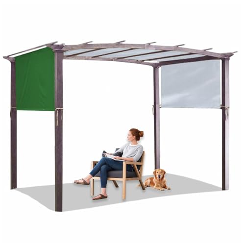 Universal Waterproof Canopy,Retractable Pergola Cover,with 4 Fixing Straps, UV Protection 50+ Weatherproof Protection,Garden Gazebo with Adjustable Roof (Green,5.4× 2.5m/17.7× 8.2ft) von CZQGLYM