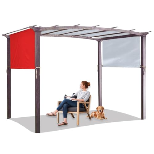 Universal Waterproof Canopy,Retractable Pergola Cover,with 4 Fixing Straps, UV Protection 50+ Weatherproof Protection,Garden Gazebo with Adjustable Roof (Red,5.2× 2m / 17× 6.5ft) von CZQGLYM