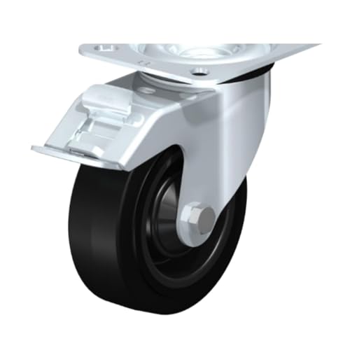 Schwerlast-Lenkrolle mit Feststellbremse LE-POEV 100K-FI, 100 mm x 38 mm, Tragkraft 150 kg, Industrielles, nicht abfärbendes Gummirad von CZRTR