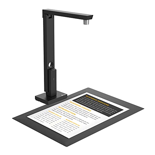 CZUR 12MP USB-Dokumentenkamera und Visualizer, A4 Dokumentenscanner tragbarer Scanner, für Lehr- und Klassenzimmer, Home-Office, kompatibel mit Windows, macOS (Lens 1200) (Mattschwarz) von CZUR