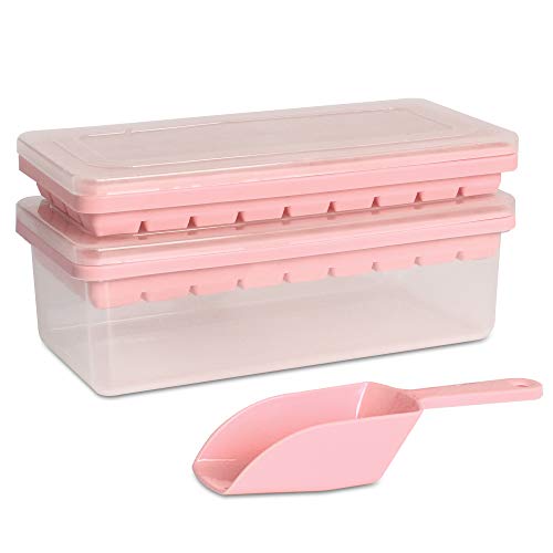 Lebensmittelqualität Silikon-Eiswürfel-Tablett mit Deckel und Aufbewahrungsbehälter für Gefrierschrank, Spill-Resistant Cover&Eimer, flexible Eiswürfel-Formen mit Eisbehälter, Scoop-Abdeckung (Rosa) Lebensmittelqualität Silikon-Eiswürfel-Tablett mit Deckel und Aufbewahrungsbehälter für Gefrierschrank, Spill-Resistant Cover&Eimer, flexible Eiswürfel-Formen mit Eisbehälter, Scoop-Abdeckung (Rosa) von CZWL&HG