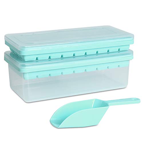 Lebensmittelqualität Silikon-Eiswürfel-Tablett mit Deckel und Aufbewahrungsbehälter für Gefrierschrank, Spill-Resistant Cover&Eimer, flexible Eiswürfel-Formen mit Eisbehälter, Scoop-Abdeckung (Grün) Lebensmittelqualität Silikon-Eiswürfel-Tablett mit Deckel und Aufbewahrungsbehälter für Gefrierschrank, Spill-Resistant Cover&Eimer, flexible Eiswürfel-Formen mit Eisbehälter, Scoop-Abdeckung (Grün) von CZWL&HG