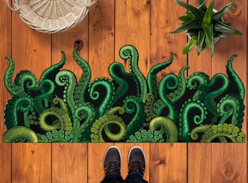 CZYY Cthulhu Tentakel-Badematte, Mikrofaser, wasserabsorbierend, Oktopus-Teppich, rutschfeste Unterseite, 139,7 x 55,9 cm, einzigartiges Geschenk und Dekoration für Tisch-RPG-Gamer, HP Lovecraft-Fans von CZYY