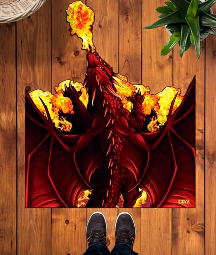 CZYY Fire Dragon Badteppich, Mikrofaser, wasserabsorbierend, rutschfest, Fantasie-Badematte, 68,6 x 83,8 cm, einzigartiges Geschenk und Dekoration für Tisch-RPG-Spieler, Dungeons & Dragons,, WM03 von CZYY