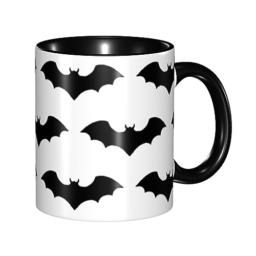 330ml Personalisierte Tasse Tasse Cartoon Schwarz Einfache Fledermaus Tassen, Breite Tee Kaffee und Heiße Schokolade Tassen für Tee, Kaffee, Büro von CZZYH