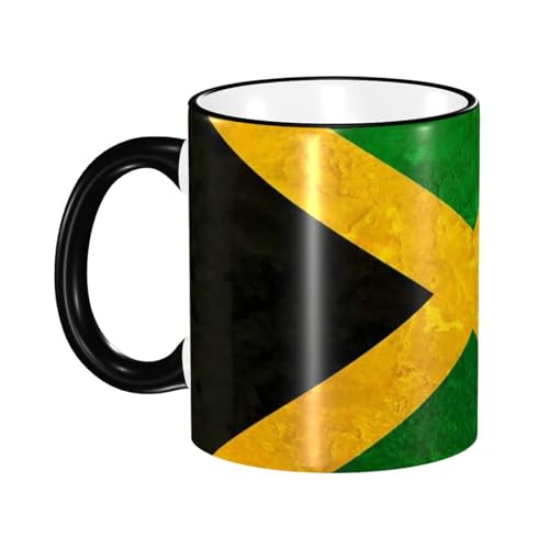 330ml Personalisierte Tasse Tasse Jamaikanische Flagge Tassen, Breite Tee Kaffee und Heiße Schokolade Tassen für Tee, Kaffee, Büro von CZZYH