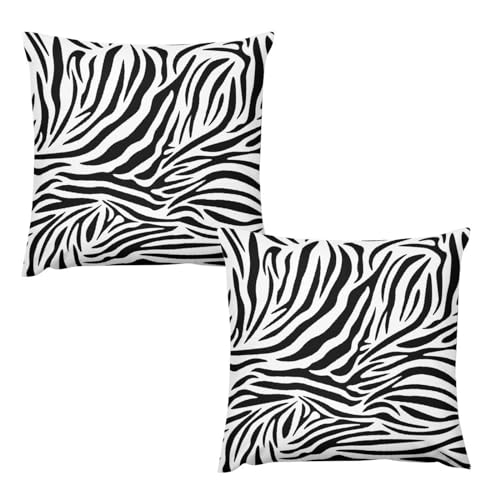 CZZYH Kurze Plüsch-Kissenbezüge, 30 cm x 30 cm, verdeckter Reißverschluss, Weiß / Schwarz, einfacher Zebra-Kissenbezug für Wohnzimmer, Schlafzimmer, Sofa von CZZYH