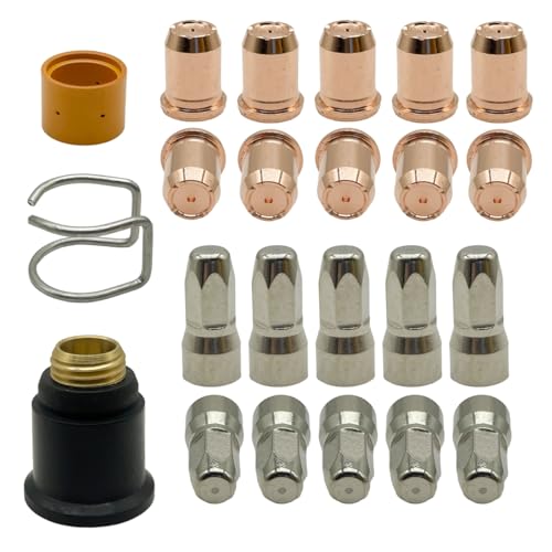23 Stück S75 Ersatzteile PR0117 Elektrode, PD0114-12 (1,2 mm) Düse, PC0114 Retainging Cap, PE0112 Swirl Ring, CV0028 Stand Off für Trafimet S75 Plasmaschneidbrenner-Verbrauchsmaterialien von CZlewan