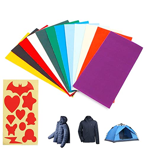 12 Stück Nylon Reparatur Patches, Flicken für Daunenjacke Selbstklebend Waschbares Reparatur Patch Repair Aufkleber Flicken Set für Daunenjacke Kleidung Zelt Kleidung Schlafsack 20x10 cm von CZlinOduMMX