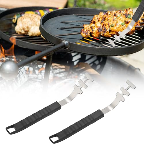 2 Stück Grillrostheber aus Edelstahl mit Griff, 27cm Multifunktional BBQ Utensil, Anti-Verbrühung Grillrost Heber Werkzeug, Universal Grillwerkzeug mit Griff für Camping Alle Grillroste von CZlinOduMMX