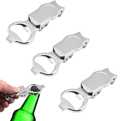 3 Stück Edelstahl Flaschenöffner Tragbare Flaschenverschluss Bierflaschen Klappbarer Bierflaschenöffner Wiederverwendbar Beer Bottles Opener für Home Bar Camping Pub Outdoor - Silber von CZlinOduMMX