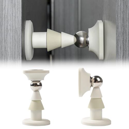 Türstopper Magnetisch CZlinOduMMX Elfenbeinweiß Selbstklebend Turfeststeller Magnetisch,Stumm Türstopper Magnetisch Aus Silikon,Ohne Stanzen,Antikollisions Magnet Türstopper für Boden oder Wand von CZlinOduMMX