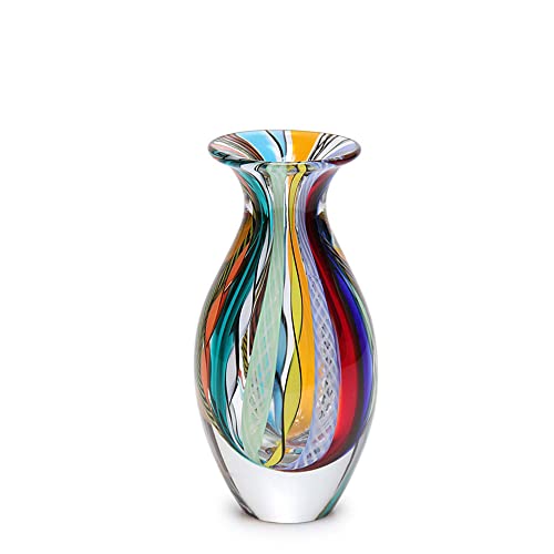 Cá d'Oro Kleine Glasvase im Hippie-Stil, farbige Stangen, mundgeblasen, Kunstglas im Murano-Stil, Modell Nr. 2 Cá d'Oro Kleine Glasvase im Hippie-Stil, farbige Stangen, mundgeblasen, Kunstglas im Murano-Stil, Modell Nr. 2 von Cá d'Oro