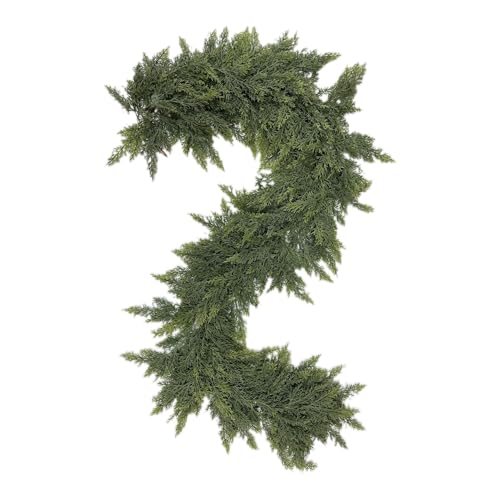 180CM Artificial Christmas Garland,Faux Green Cedar Garland,Stiff Green Leaves Plants Garland,Cedar Wood Garland,Realistic Cedar Christmas Garland for Fireplaces Tables Stairs In Door von CaCaCook