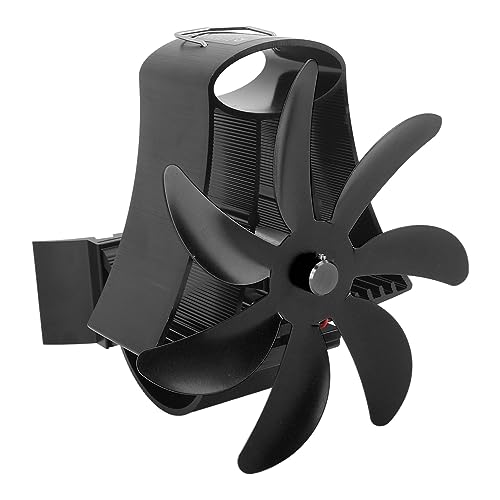 CaCaCook 7 Blades Angetriebene Holzofenfächer, der an Kamin Hängt, Stille Motoren Kaminventile Effizient für Verschiedene Kaminmodelle und Rauchrohrgrößen (Schwarz) von CaCaCook