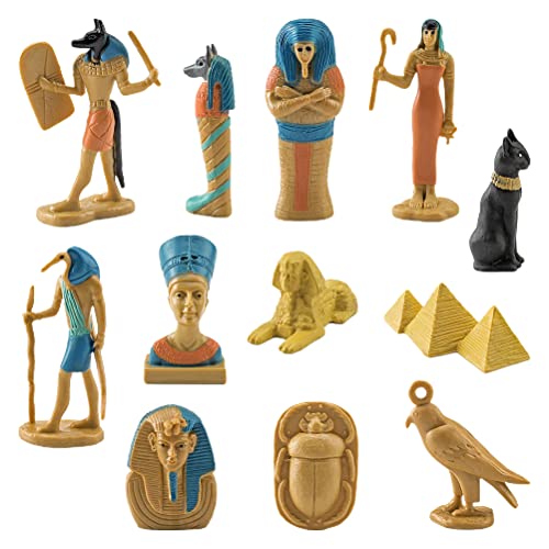 CaCaCook Ägyptisches Spielzeug, Kleine Figuren, 10 X 6 X 6, 12 Stück, Altes Ägypten, ägyptischer Gott, Göttin, Figuren-Set, PVC-Miniaturstatuen-Set (BL-1136 Altes Ägypten) von CaCaCook