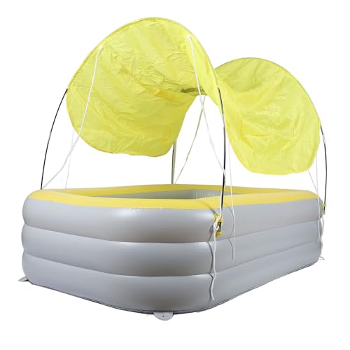 CaCaCook Aufblasbarer Pool Verdickter Großer Blow -up -Schwimmbad mit Baldachinrutsche für Hinterhof Im Freien 2,1 M (Gelb) von CaCaCook