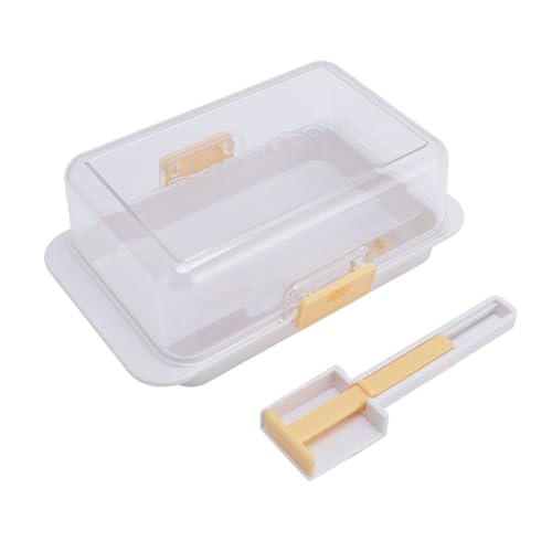 CaCaCook Butterschale mit Klarem Deckel, Wiederverwendbares Luftdichtes Buttergericht, Butterhalter, Sicherer Butterhalter mit Schneidwerkzeug für 500 G Käse von CaCaCook