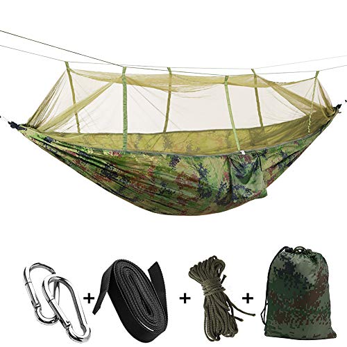CaCaCook Camping -Hängematte, Ultraleichte Reise -Hängematte mit Netz, Fallschirm Nylon mit Baumgurten, Reisen für Outdoor, Camping, Wandern und Strandabenteuer (Tarnung) von CaCaCook