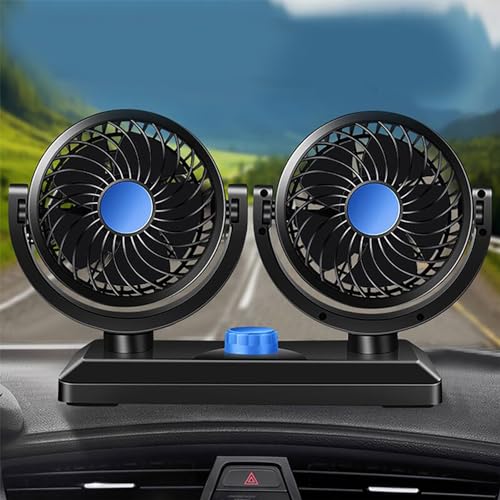 CaCaCook Dual Head USB -Lüfter für Autofahrzeug -Lüfter Dashboard ABS 360 Grad Rotatable Tragbarer Kühlventilator Bleiben Sie bei Heißem Wetter Kühl und Komfortabel, Geeignet für RV LKW Büro von CaCaCook