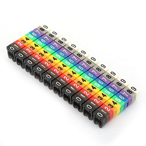 CaCaCook Markierungskabeldraht 14 * 7 * 1 Digitale Nummer Rohrdrahtnummer Etikett Rohrkabelmarkierung Bunt (100 Stück KCM-4MM, 4 Quadratmeter) von CaCaCook