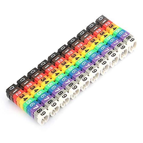 CaCaCook Markierungskabeldraht 14 * 7 * 1 Digitale Nummer Rohrdrahtnummer Etikett Rohrkabelmarkierung Bunt (100 Stück KCM-6 mm, 6 Quadratmeter) von CaCaCook