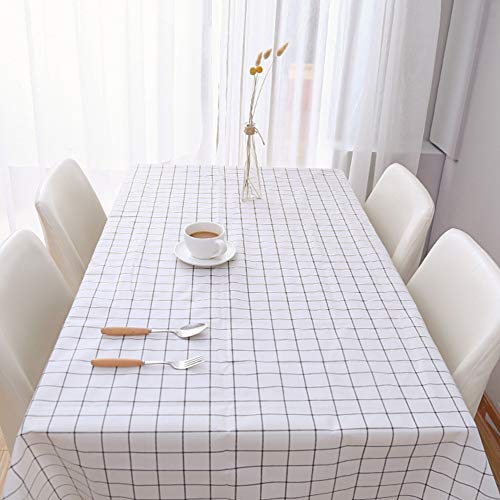 CaCaCook Ölfestes Esstischabdeckung, Schwarz -Weiß -Plaid Design, PVC Material, Endtischtuchschutz für die Küche von CaCaCook