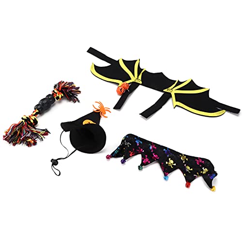 CaCaCook Schwarzes Fledermaus -Haustierkostüm mit Kürbisglocken, Niedliche Halloween -Katzen Kostüm Set für Katzen Cosplay Party Dekoration (L) von CaCaCook