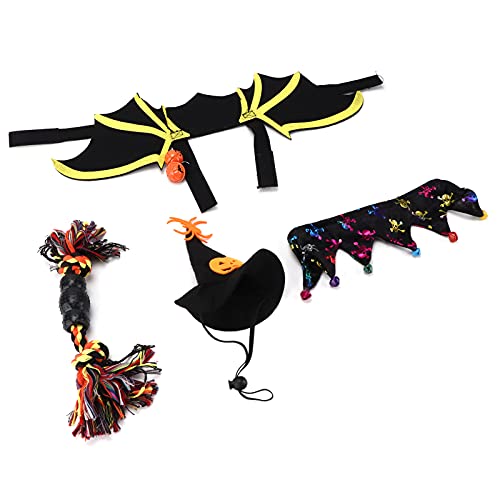 CaCaCook Schwarzes Fledermaus -Haustierkostüm mit Kürbisglocken, Niedliche Halloween -Katzen Kostüm Set für Katzen Cosplay Party Dekoration (M) von CaCaCook