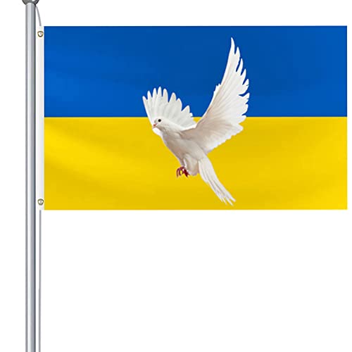 Fahne der Friedenstaube, Ukraine Flagge 90 x 150 cm Friedensflagge, Flaggenbanner der Ukraine, Ukrainische Friedensfahnen aus Polyester, Ukrainische Gartenflagge mit Messingösen von CaCaCook