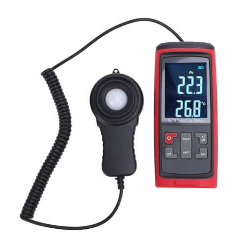 Handheld -Illuminanzmesser, Luxmeter für Digitaler Lichtmesser mit Rotierbarem Sensor, Temperaturtests und Datenspeicherung, 270 -Grad -Rotatable -Sensor von CaCaCook
