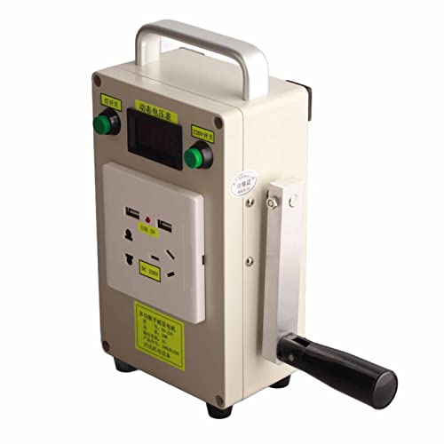Handkurbel Generator, Tragbares manuelles Netzteil Notladegerät 220V 12V 5V USB Aufladen Notdynamotor, zum Aufladen im Freien Camping Handy Computer von CaCaCook