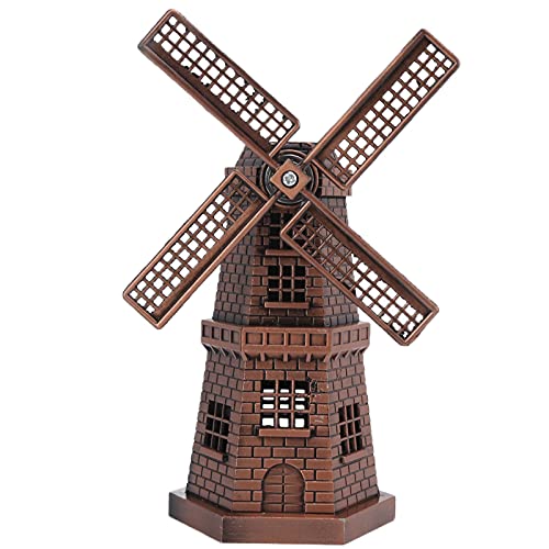 Hölzerne Holländische Windmühle, Retro-Stil, Rotbronze, Bauernhaus-Windmühle, Tischdekoration, Mini-Handwerksornamente für Hof, Rasen und Garten von CaCaCook