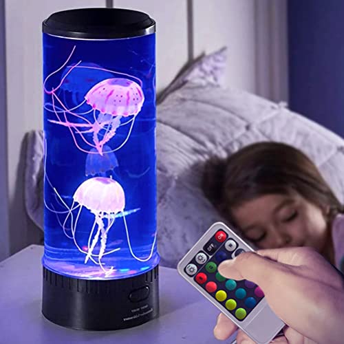Quallen Lavalampe, LED Quallen Lampe Quallen Aquarium Lampe Quallen Farbwechsel Stimmungslicht mit Fernbedienung Kinder Erwachsene Home Office Geschenk Dekoration Tischlampe von CaCaCook