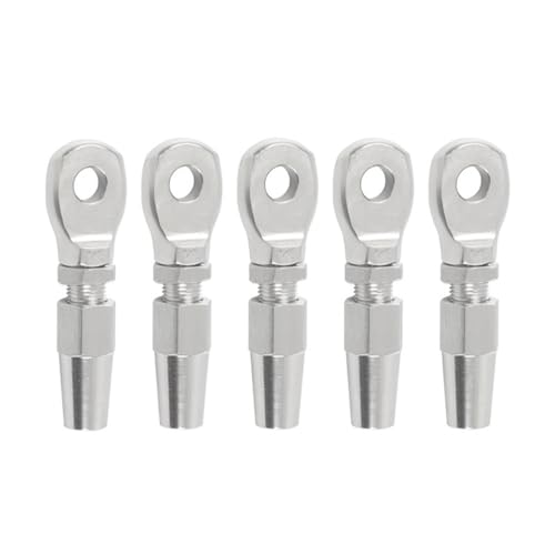 CaFfen Drehseilklemmen 5 Stück 316 Marine Grade Edelstahl Swageless Eye Terminal for 3 mm Drahtseil Geländer Seil Terminal Fitting DrahtseilhüLsen von CaFfen