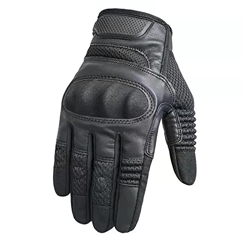 CaFfen Motorradhandschuhe Touchscreen Leder Motorradhandschuhe Motocross Moto Motorrad Pit Biker Schutzausrüstung Racing Vollfingerhandschuh Herren Motorrad Handschuhe(Noir,L) von CaFfen